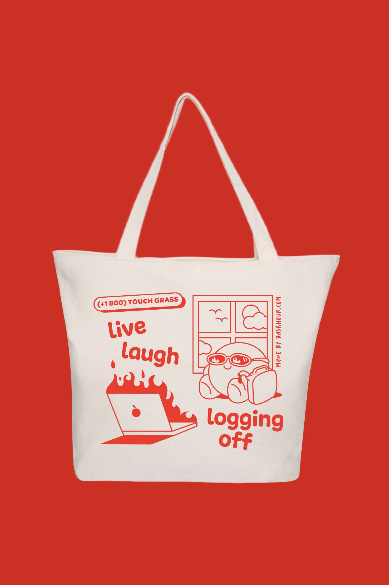 Live Laugh Logging Off - Zippered Tote Bag - Bask Hour