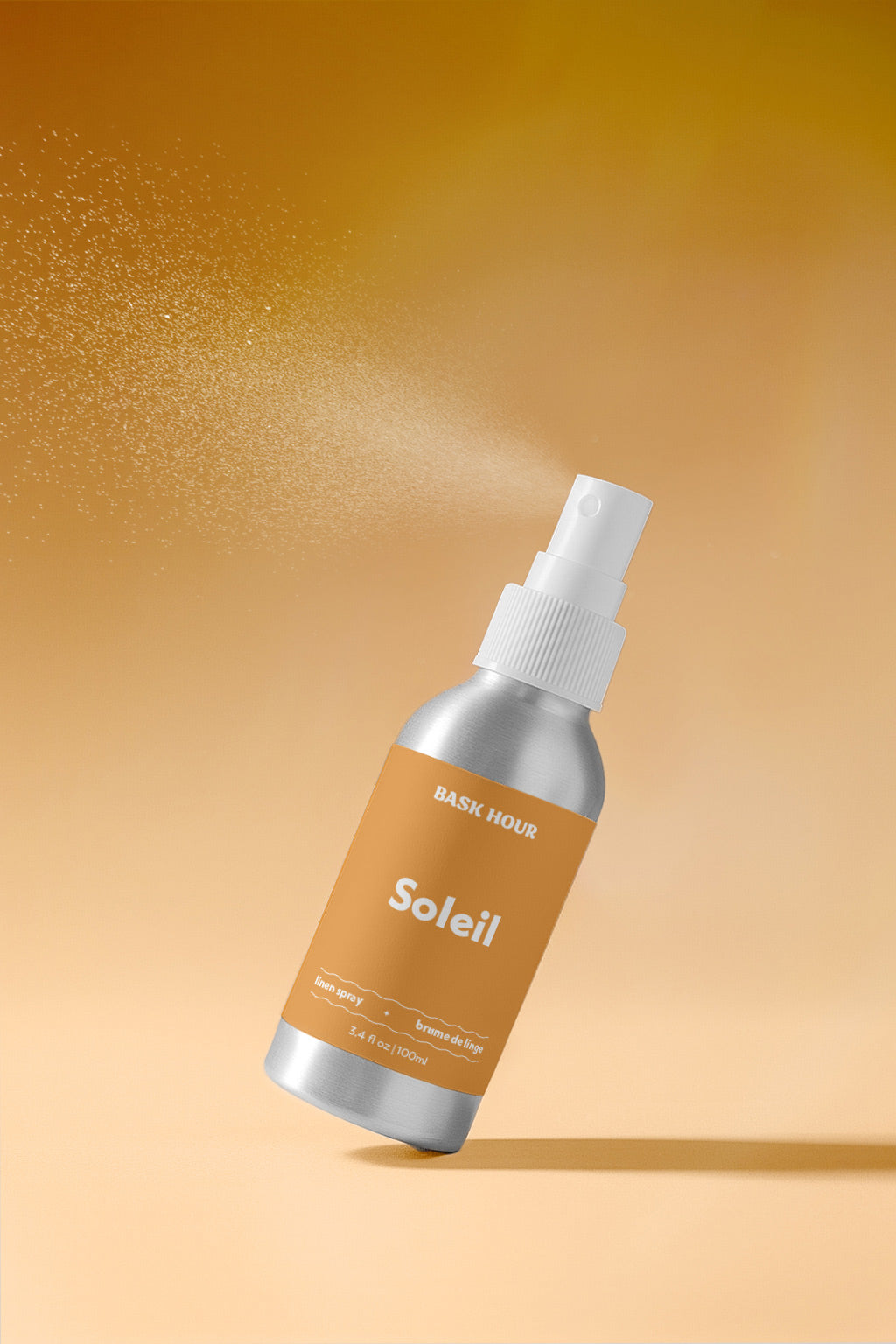 a soleil scented linen spray bottle with long-lasting fragrance.