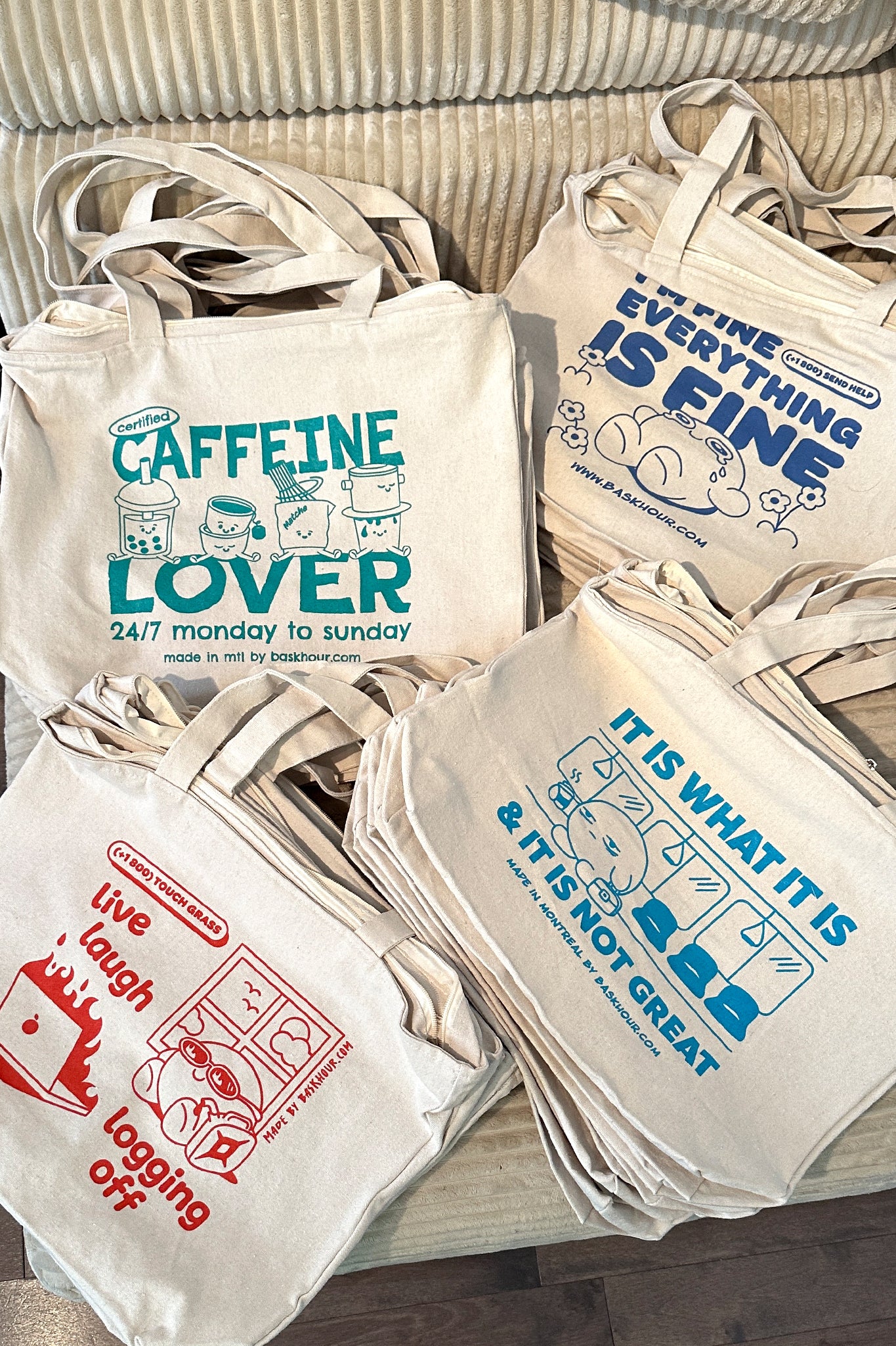 Certified Caffeine Lover - Zippered Tote Bag - Bask Hour
