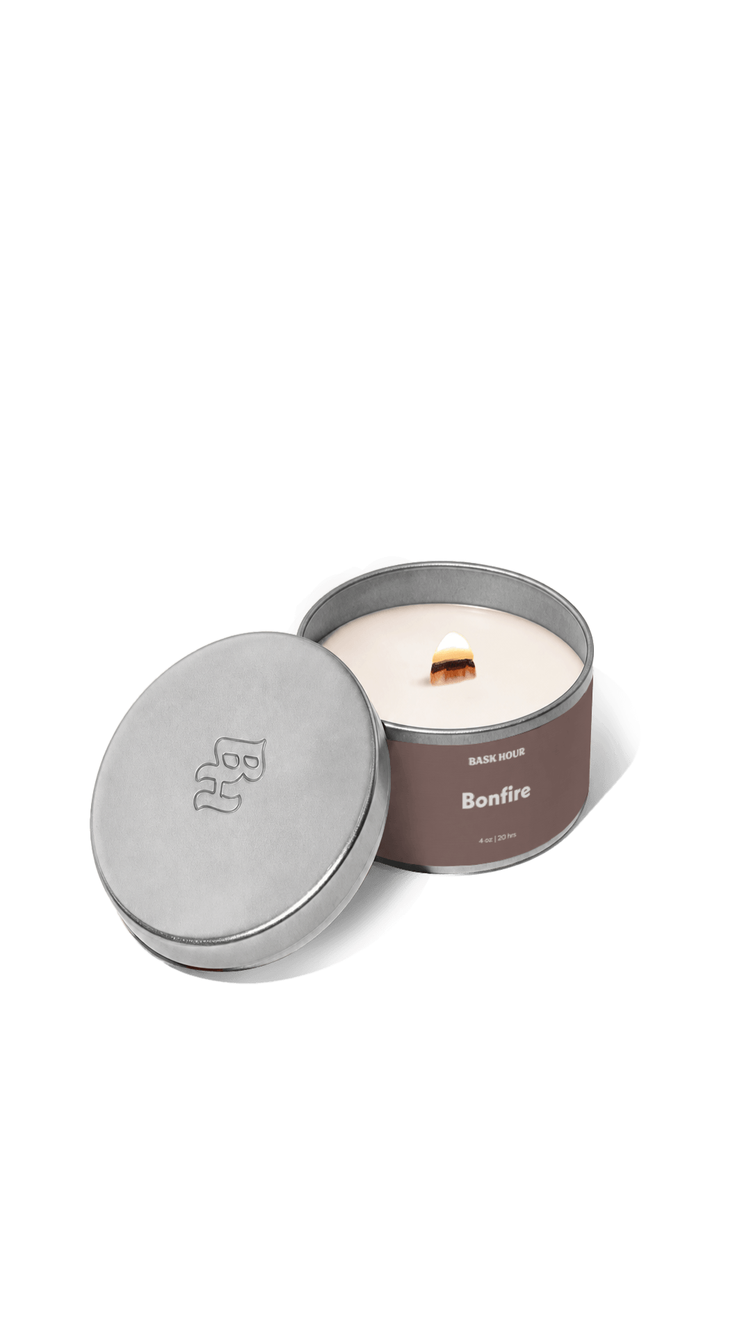 Bonfire smoky scented candle fireplace bougie parfumée boisée et fumée 4oz cire naturelle soja soy wax