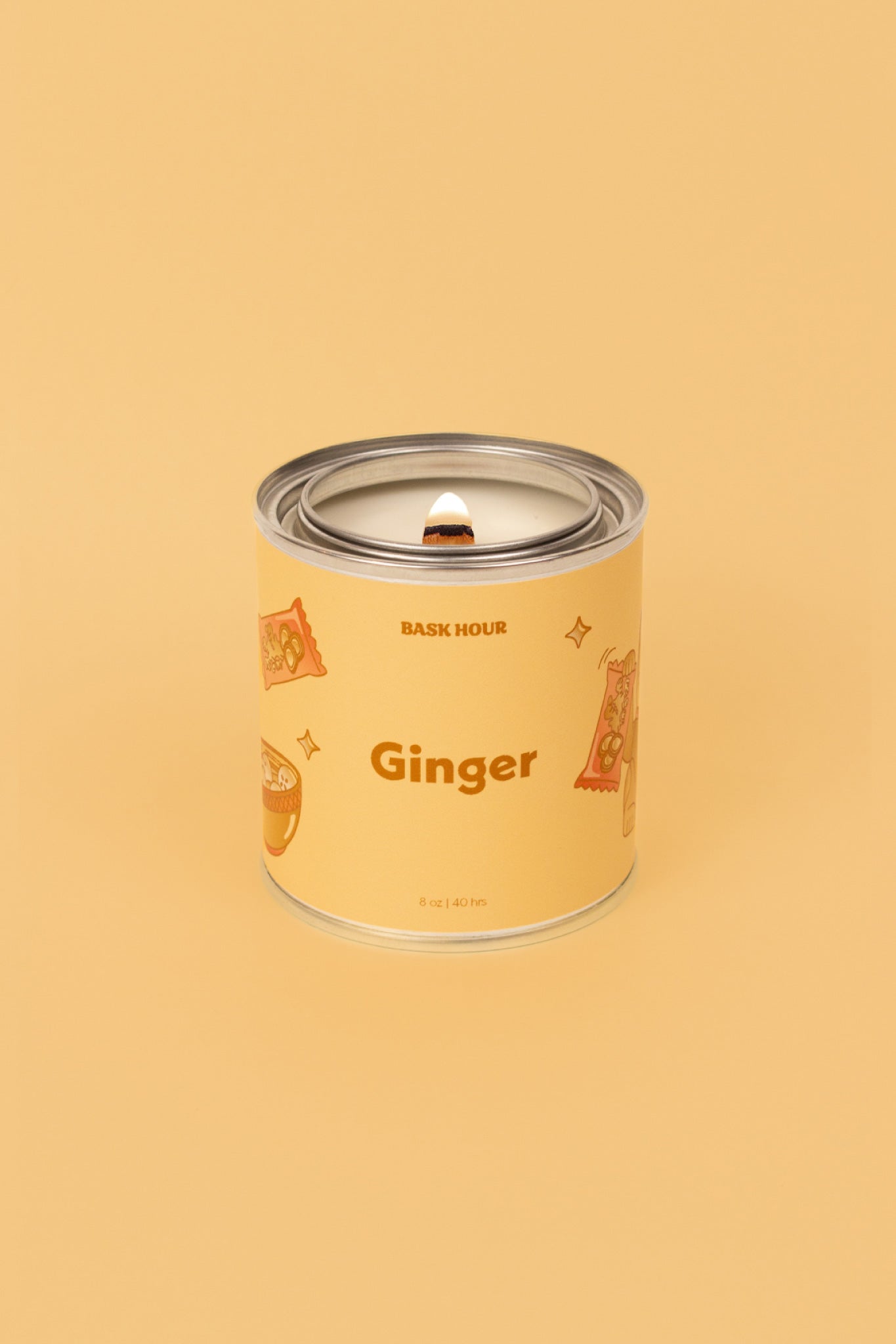 Ginger Spicy Fresh Best Natural Candle in Montreal with Wood Wick & Cute Illustrations