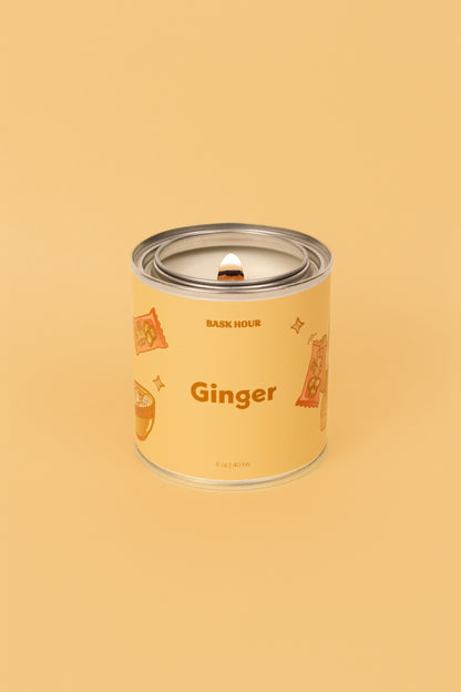 Ginger Spicy Fresh Best Natural Candle in Montreal with Wood Wick & Cute Illustrations