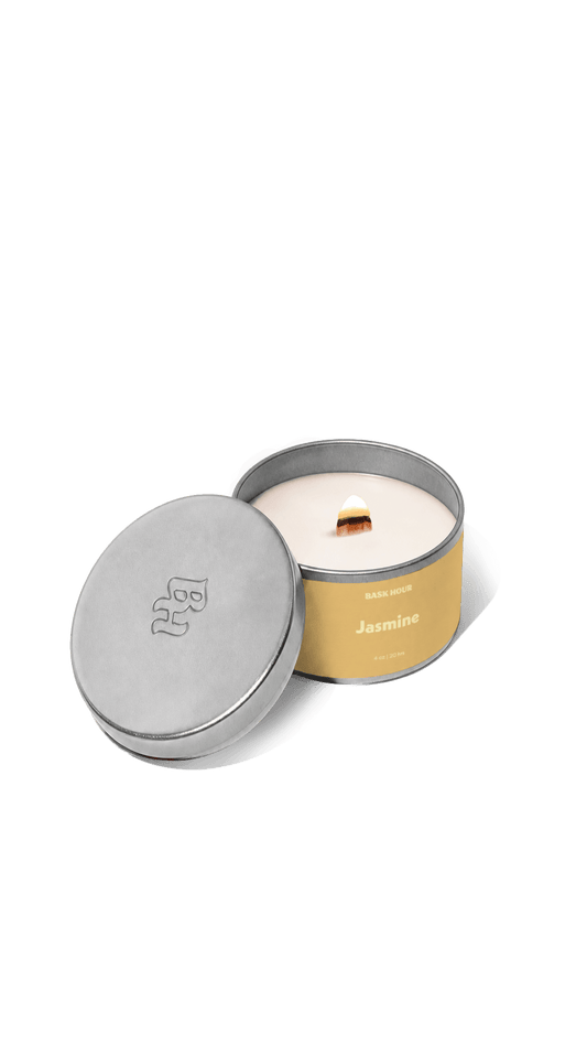 jasmine tea and jasmine flower scented candles bougie parfumée au fleur de jasmin et thé au jasmine 4oz cire naturelle de soja