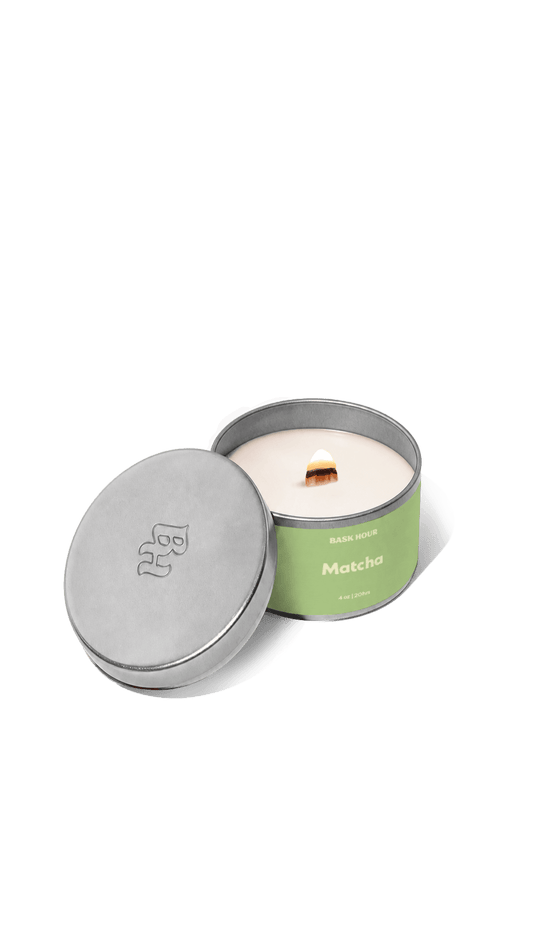 matcha powdered inspired scented candle earthy powdery bougie parfumée à la poudre de matcha 4oz cire naturelle de soja