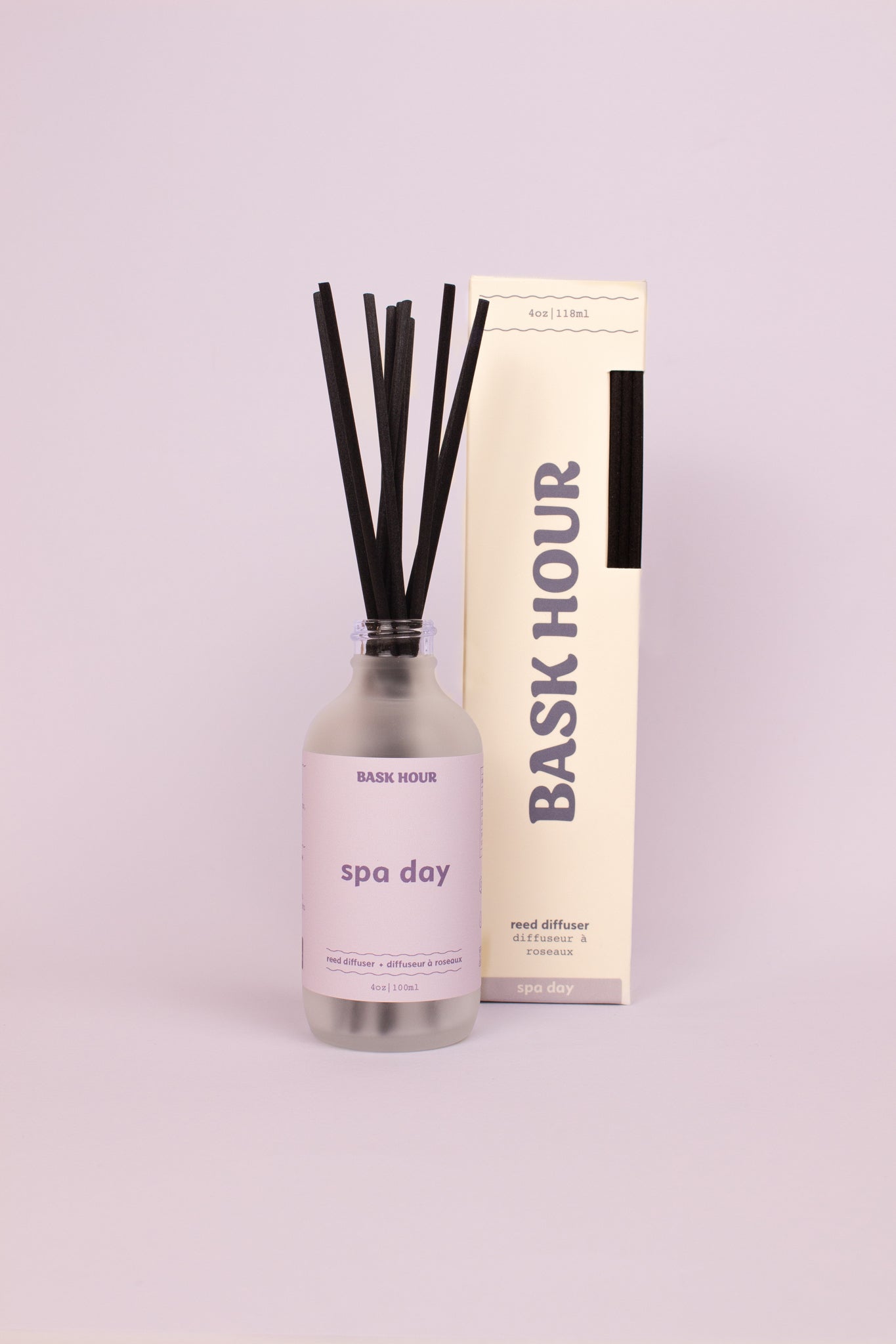 Spa Day reed diffuser with calming botanical and aromatic scents, designed to create a relaxing atmosphere at home with eco-friendly oils.