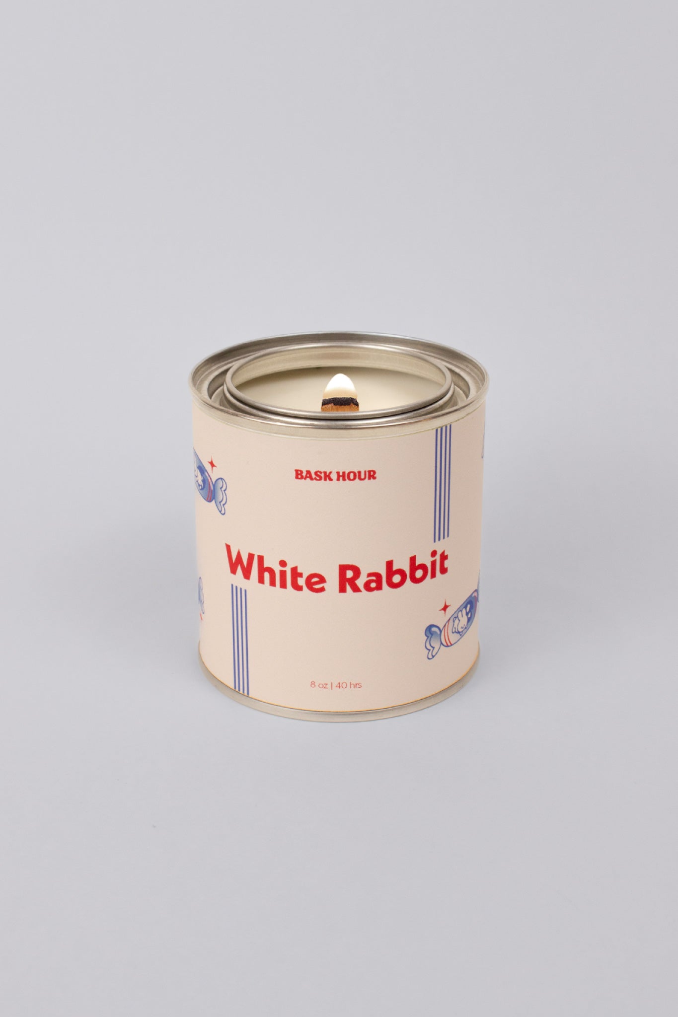 White Rabbit Candy Creamy Sweet Best Natural Candle in Montreal with Wood Wick & Cute Illustrations