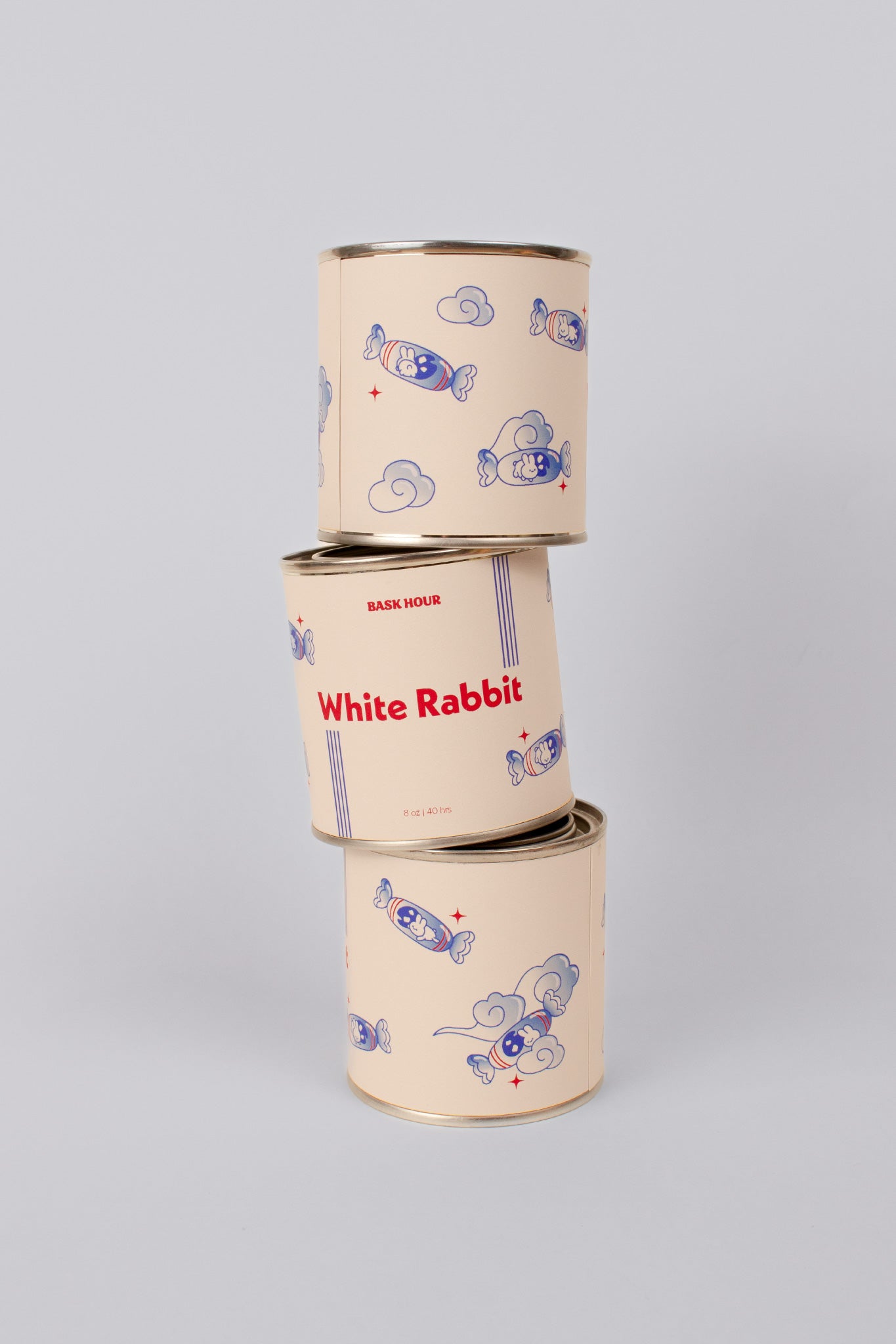 White Rabbit Candy Creamy Sweet Best Natural Candle in Montreal with Wood Wick & Cute Illustrations