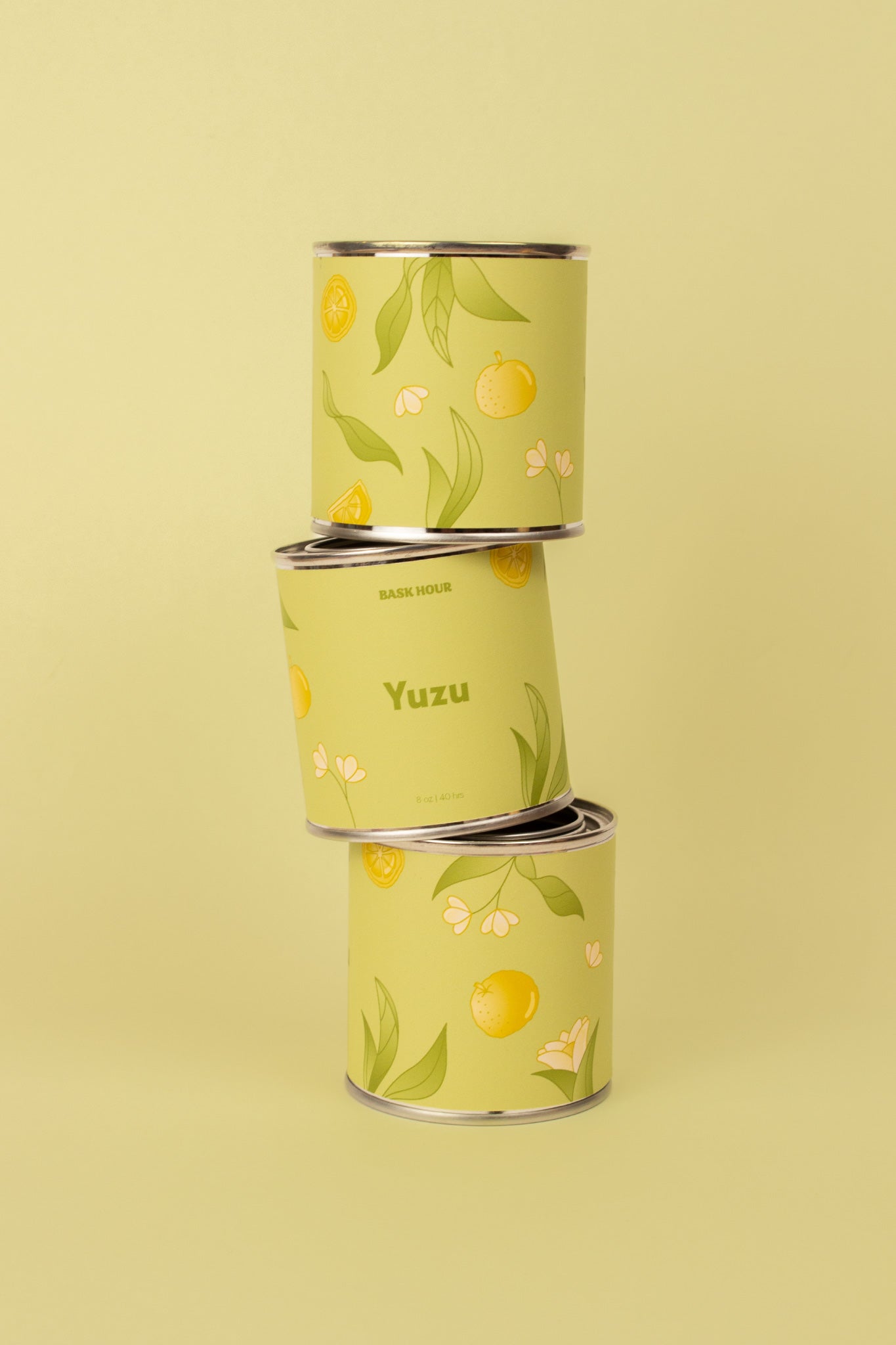 Yuzu Floral Citrus Best Natural Candle in Montreal with Wood Wick & Cute Illustrations