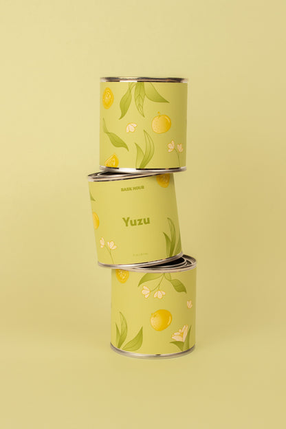 Yuzu Floral Citrus Best Natural Candle in Montreal with Wood Wick & Cute Illustrations